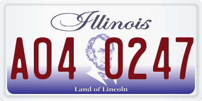 IL license plate A040247