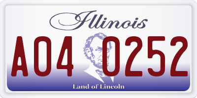 IL license plate A040252