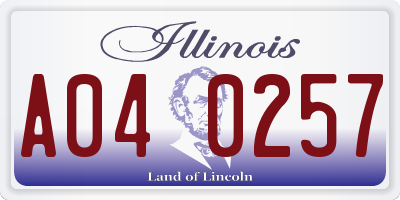 IL license plate A040257