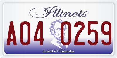 IL license plate A040259