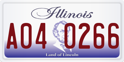 IL license plate A040266