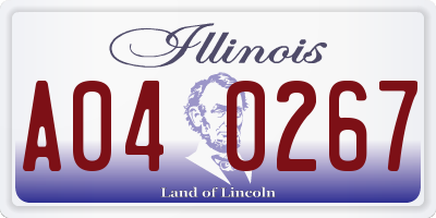 IL license plate A040267