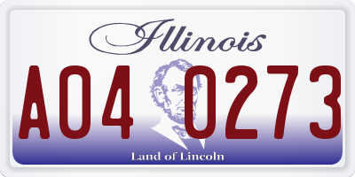 IL license plate A040273