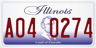 IL license plate A040274