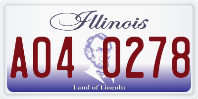 IL license plate A040278