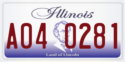 IL license plate A040281