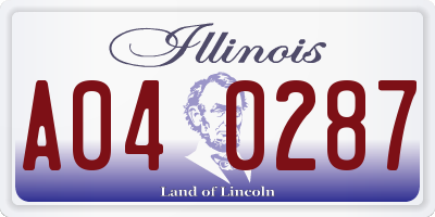 IL license plate A040287