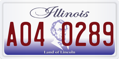 IL license plate A040289