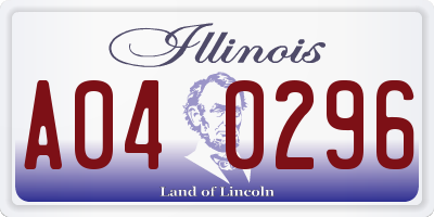 IL license plate A040296