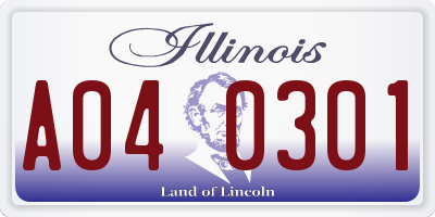 IL license plate A040301