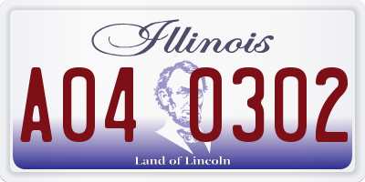 IL license plate A040302