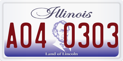 IL license plate A040303