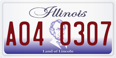 IL license plate A040307