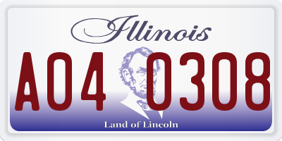 IL license plate A040308