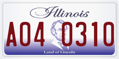 IL license plate A040310