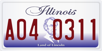 IL license plate A040311