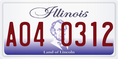 IL license plate A040312