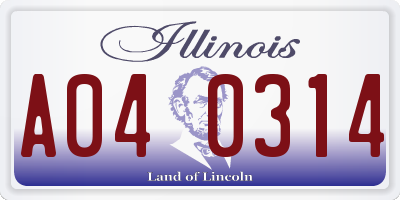 IL license plate A040314