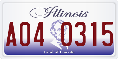 IL license plate A040315