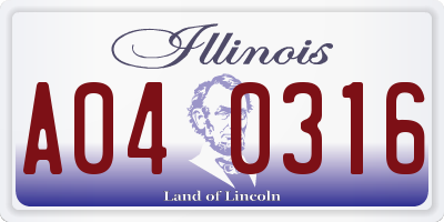 IL license plate A040316