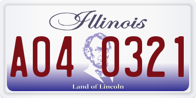 IL license plate A040321