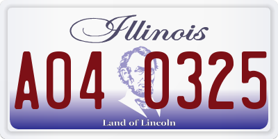 IL license plate A040325