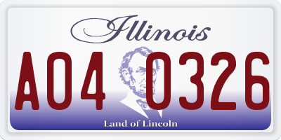 IL license plate A040326