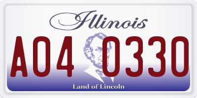 IL license plate A040330