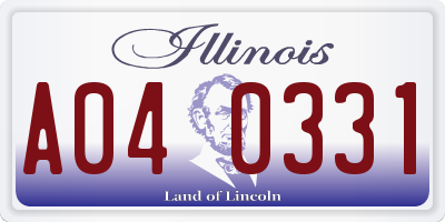 IL license plate A040331