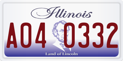 IL license plate A040332
