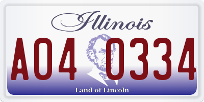 IL license plate A040334