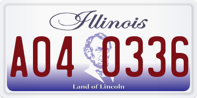 IL license plate A040336