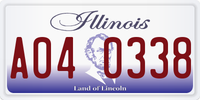 IL license plate A040338