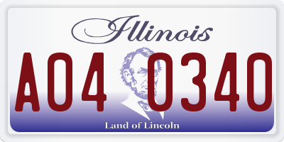 IL license plate A040340