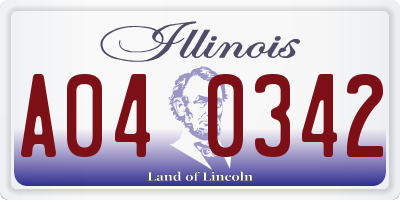 IL license plate A040342