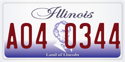 IL license plate A040344
