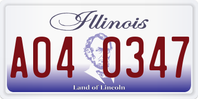 IL license plate A040347