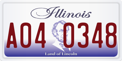 IL license plate A040348