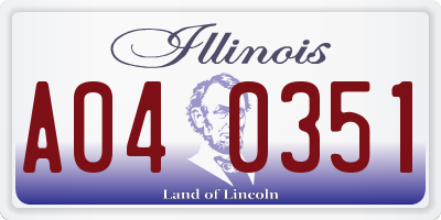IL license plate A040351