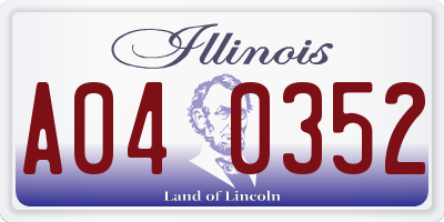 IL license plate A040352