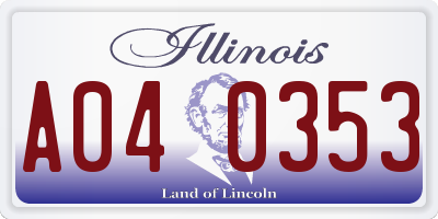 IL license plate A040353