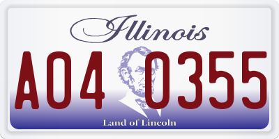 IL license plate A040355