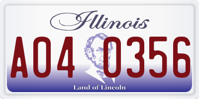 IL license plate A040356