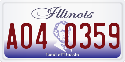 IL license plate A040359