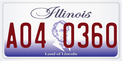 IL license plate A040360
