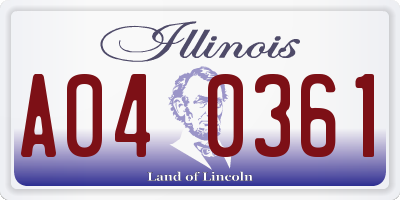 IL license plate A040361