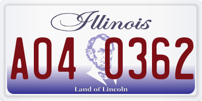 IL license plate A040362