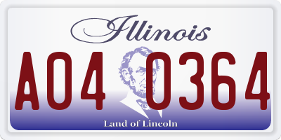 IL license plate A040364