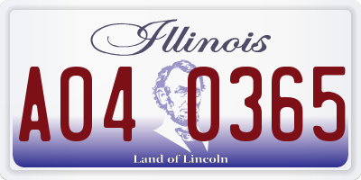 IL license plate A040365