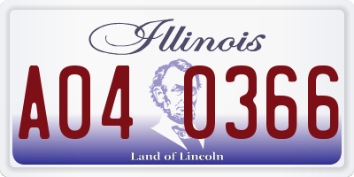 IL license plate A040366